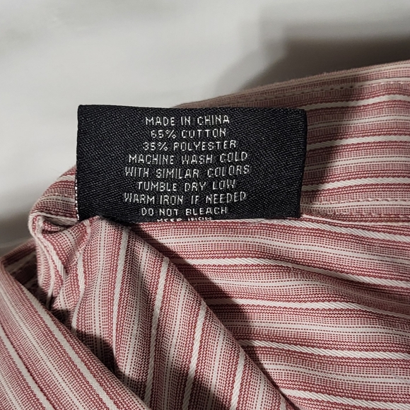 Dazinee Men's Red Striped NWT Short Sleeve Casual Button Down Shirt Size Medium - Picture 4 of 4